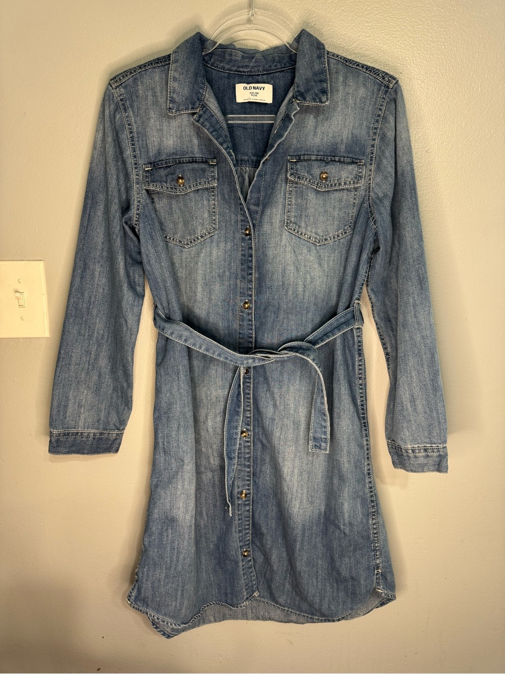 Girls Old Navy Denim Shirt Dress with Belt - Size XXL 14